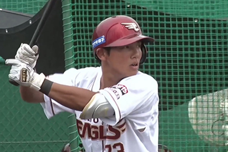 オイシックス戦で6打数6安打の活躍を見せた楽天・小森航太郎【画像：パーソル パ・リーグTV】