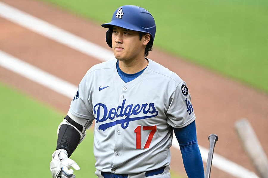 パドレス戦の初回、三振に倒れたドジャース・大谷翔平【写真：ロイター】