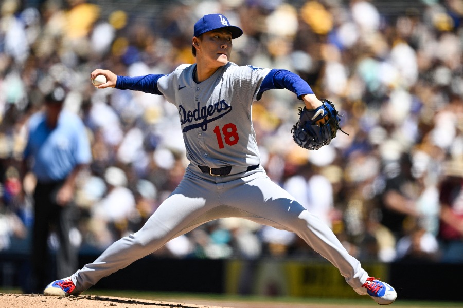 パドレス戦に先発したドジャース・山本由伸【写真：ロイター】