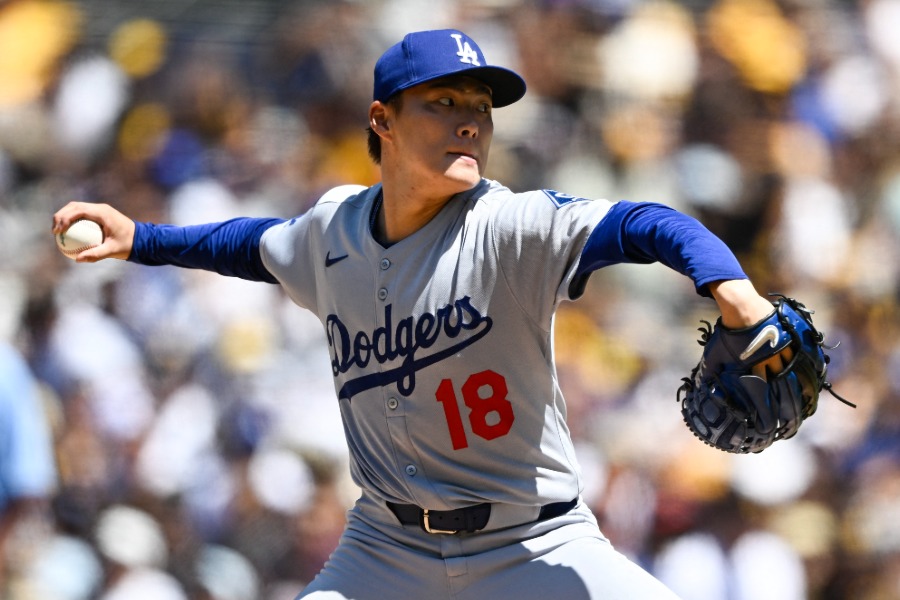 パドレス戦に先発したドジャース・山本由伸【写真：ロイター】