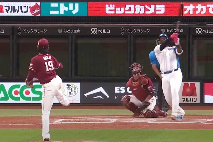 28号2ランを放った日本ハムのフランミル・レイエス【写真：パ・リーグTV】