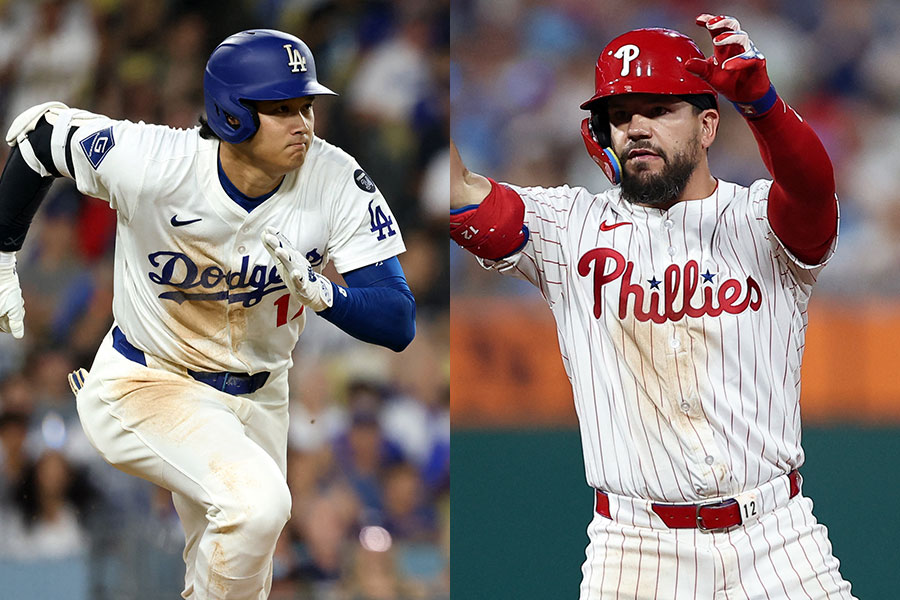ドジャース・大谷翔平とフィリーズのカイル・シュワーバー【写真：ロイター】