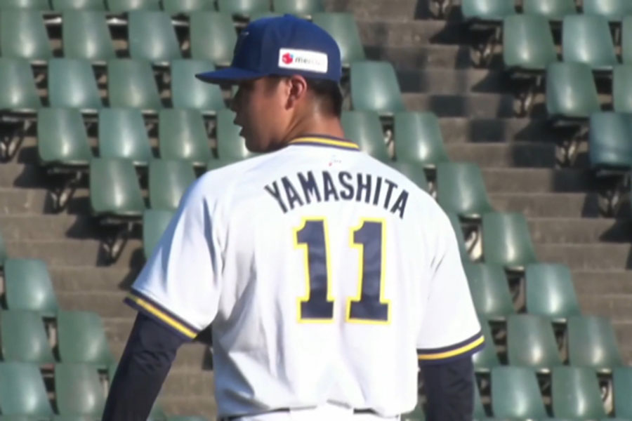 中日2軍戦に登板したオリックス・山下舜平大【画像：パーソル パ・リーグTV】