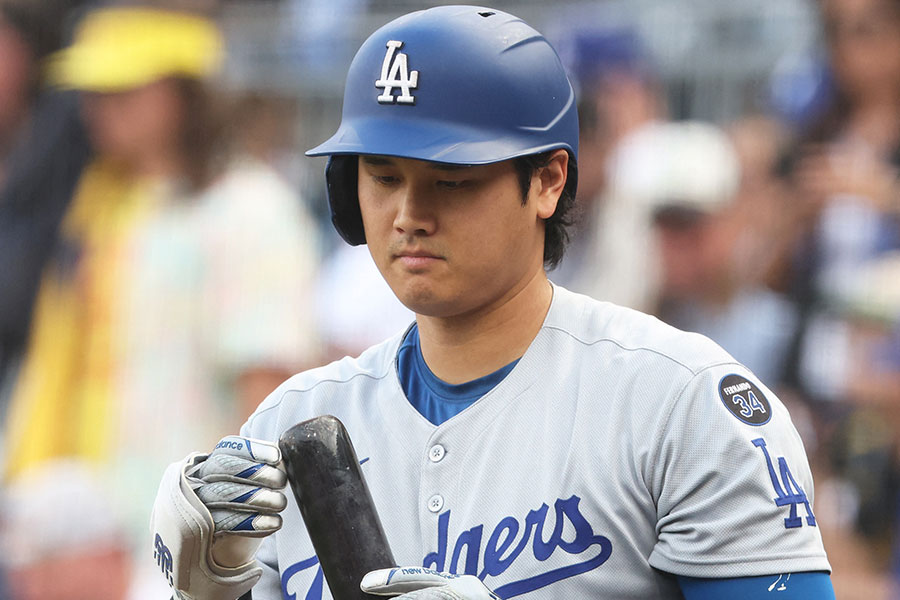 パイレーツ戦で無安打に終わったドジャース・大谷翔平【写真：ロイター】