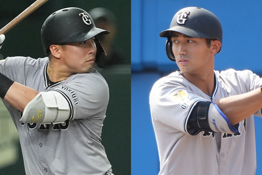 巨人・浅野翔吾（左）と三塚琉生【写真：小林靖、町田利衣】