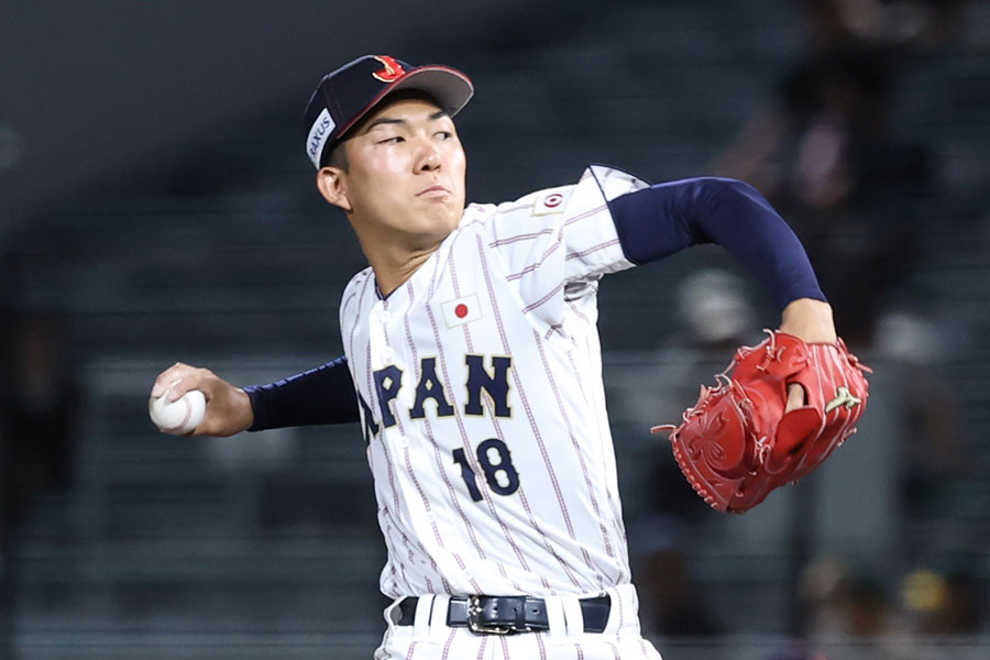 韓国戦で力投したU18日本代表・石垣元気【写真：加治屋友輝】