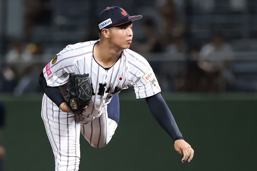韓国戦で力投したU18日本代表先発・末吉良丞【写真：加治屋友輝】