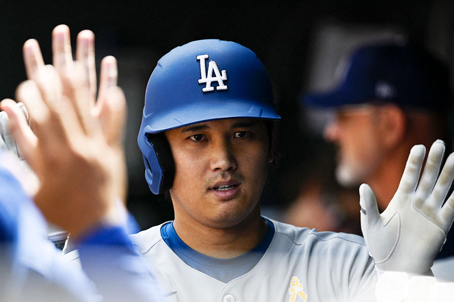 菅野智之からこの日2本目となる48号ソロを放ったドジャース・大谷翔平【写真:ロイター】