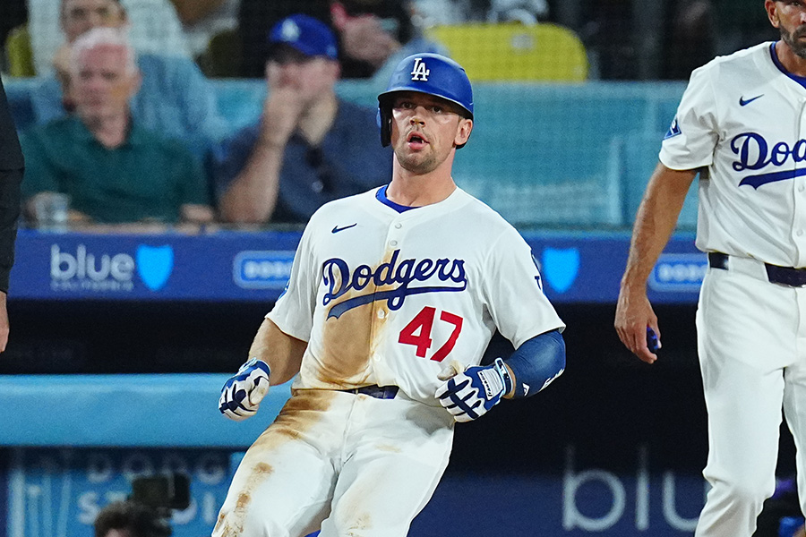 ロッキーズ戦に出場したドジャースのベン・ロートベット【写真：荒川祐史】