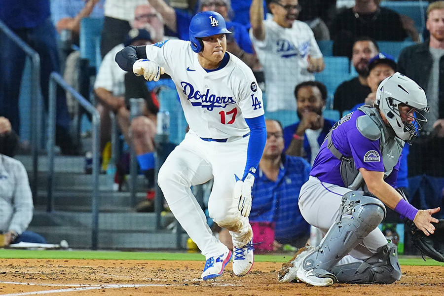 ロッキーズ戦に出場したドジャース・大谷翔平【写真：荒川祐史】