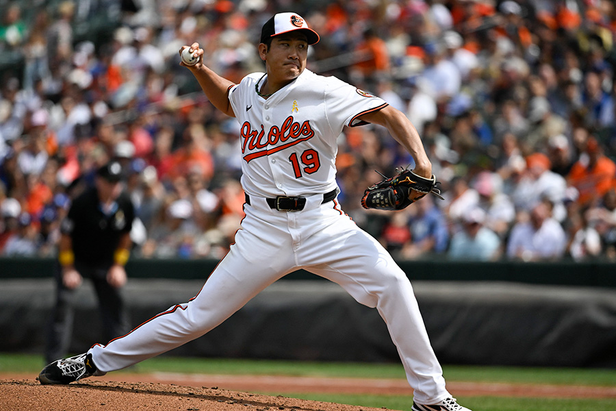 ドジャース戦に登板したオリオールズ・菅野智之【写真：ロイター】