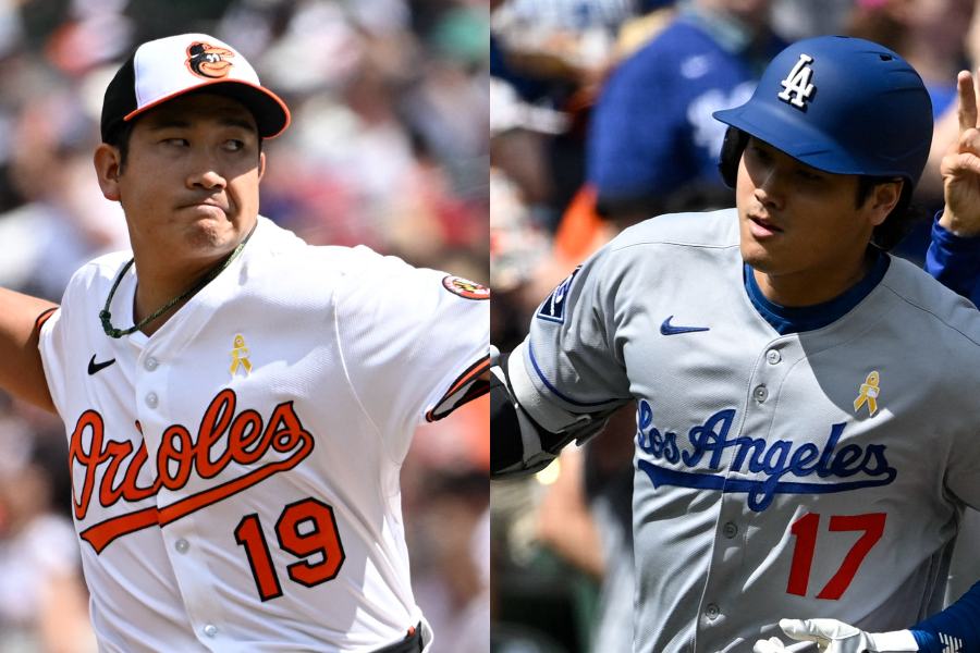 オリオールズ・菅野智之（左）とドジャース・大谷翔平【写真：ロイター】