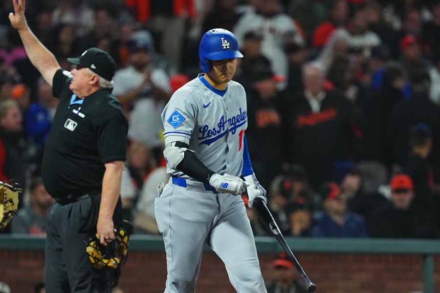 ジャイアンツ戦に出場したドジャース・大谷翔平【写真：荒川祐史】