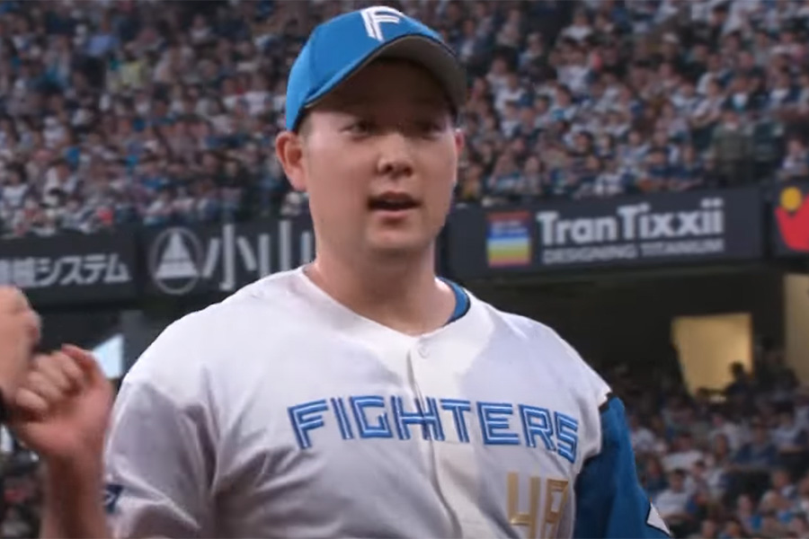 西武戦に登板した日本ハム・齋藤友貴哉【画像：パーソル パ・リーグTV】