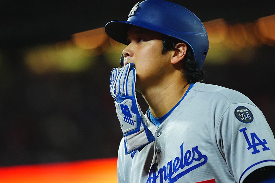 ジャイアンツ戦に出場したドジャース・大谷翔平【写真：荒川祐史】