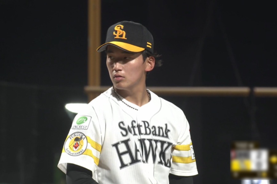 くふうハヤテ戦に出場したソフトバンク・前田悠伍【画像：パーソル パ・リーグTV】