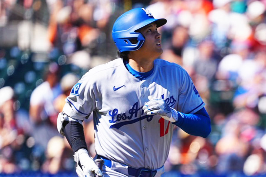 ジャイアンツ戦に出場したドジャース・大谷翔平【写真：荒川祐史】