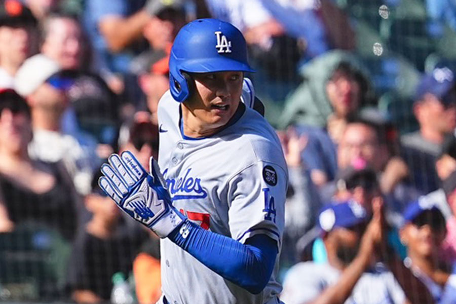 ジャイアンツ戦に出場したドジャース・大谷翔平【写真：荒川祐史】