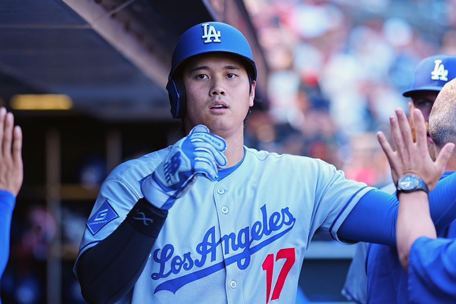 ジャイアンツ戦に出場したドジャース・大谷翔平【写真：荒川祐史】
