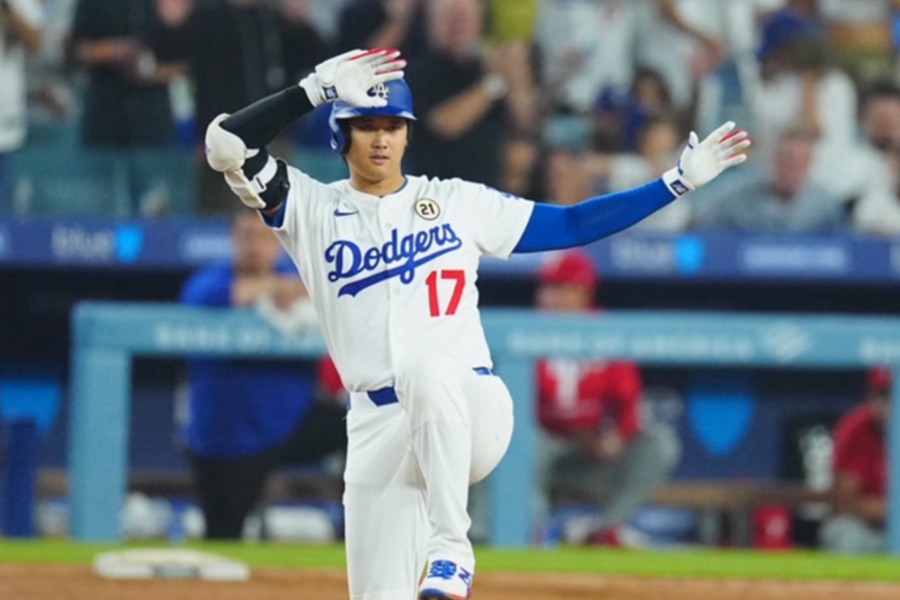 二塁打を放ったドジャース・大谷翔平【写真：荒川祐史】
