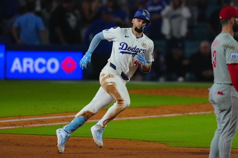 同点弾を放ったドジャースのアンディ・パヘス【写真：荒川祐史】