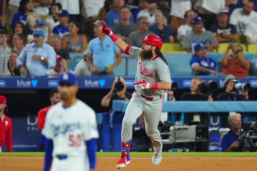 本塁打を放ったフィリーズのブランドン・マーシュ【写真：荒川祐史】