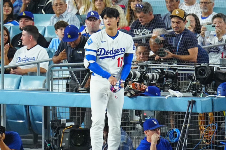 フィリーズ戦に出場したドジャース・大谷翔平【写真：荒川祐史】