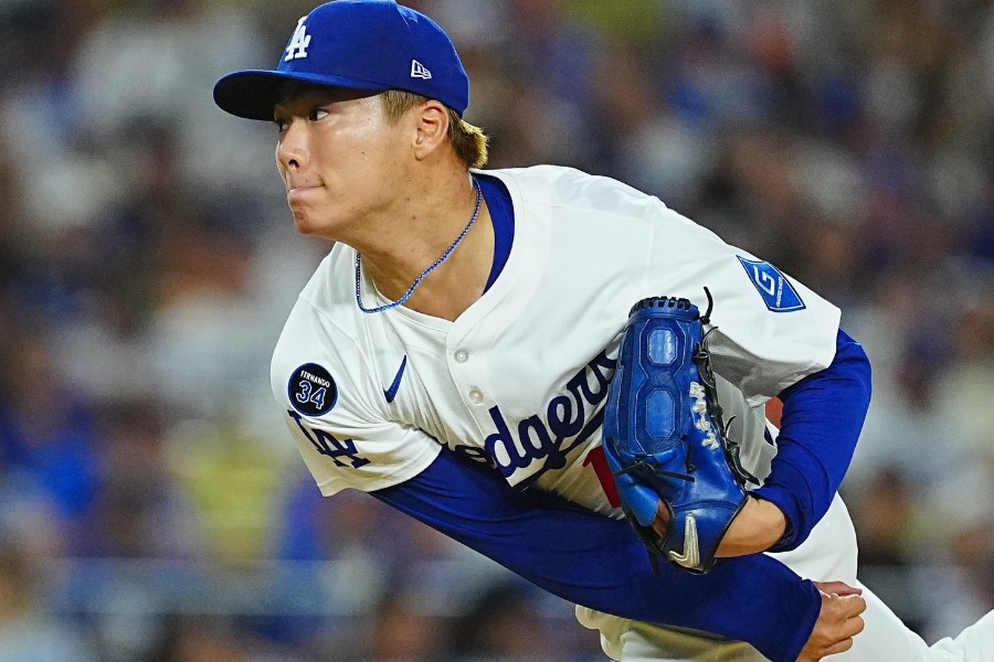 ジャイアンツ戦に先発したドジャース・山本由伸【写真：荒川祐史】