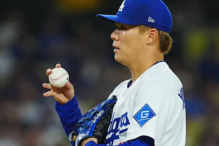 ジャイアンツ戦に登板したドジャース・山本由伸【写真：荒川祐史】