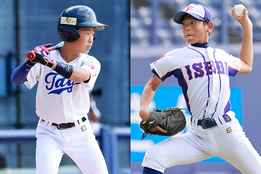 阪神ジュニアに選ばれた里見葵生（左）と藤本理暉【写真：小池義弘】