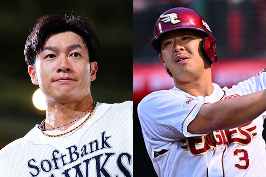 ソフトバンク・柳田悠岐(左)と楽天・浅村栄斗【写真:荒川祐史、古川剛伊】