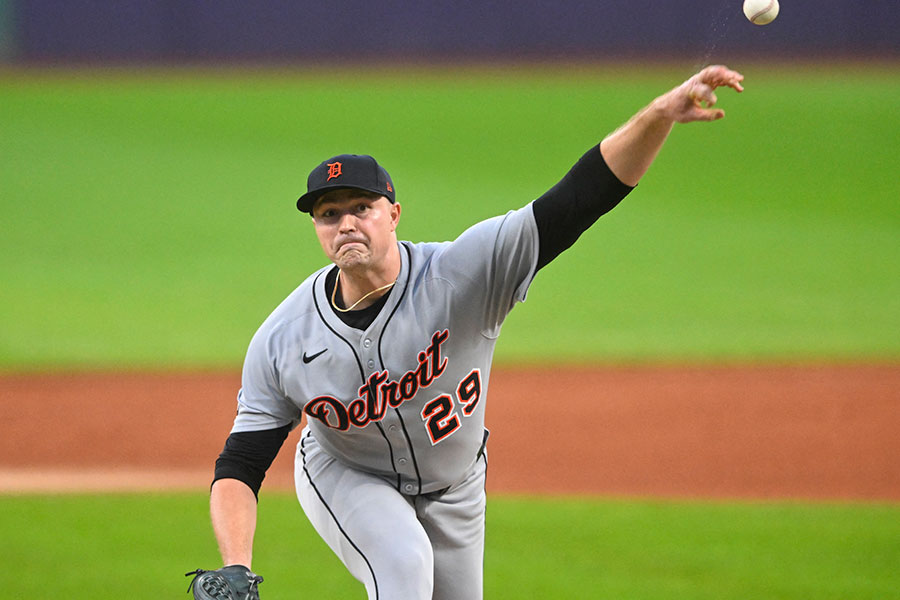 ガーディアンズ戦に登板したタイガースのタリク・スクーバル【写真：ロイター】