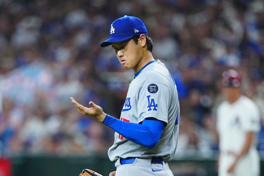 Dバックス戦に登板したドジャース・大谷翔平【写真：荒川祐史】