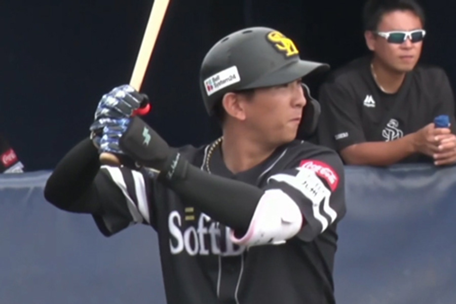 オリックス戦に出場したソフトバンク・中澤恒貴【画像：パーソル パ・リーグTV】