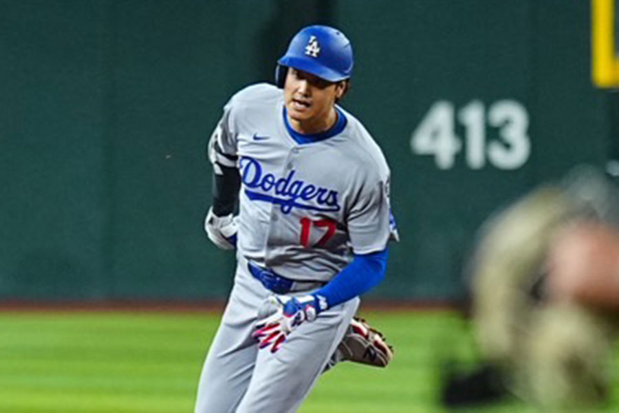 三塁打を放ったドジャース・大谷翔平【写真：荒川祐史】