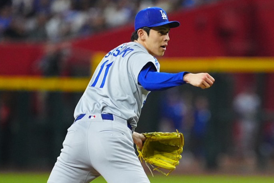 Dバックス戦に登板したドジャース・佐々木朗希【写真：荒川祐史】