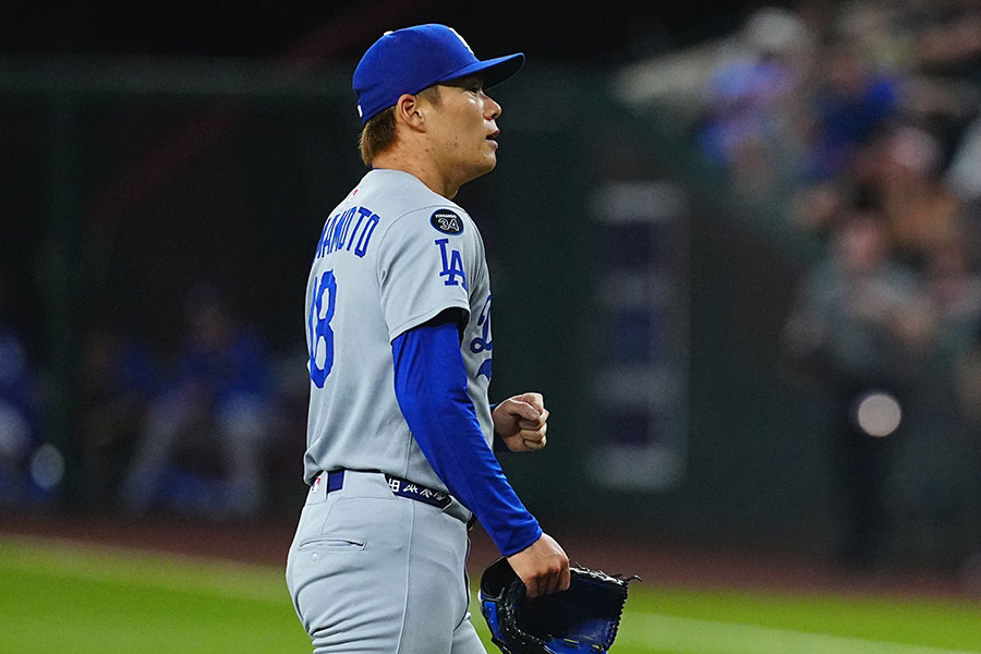 Dバックス戦で力投したドジャース・山本由伸【写真：荒川祐史】