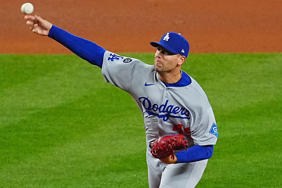 マリナーズ戦に登板したドジャースのブレイク・トライネン【写真：荒川祐史】