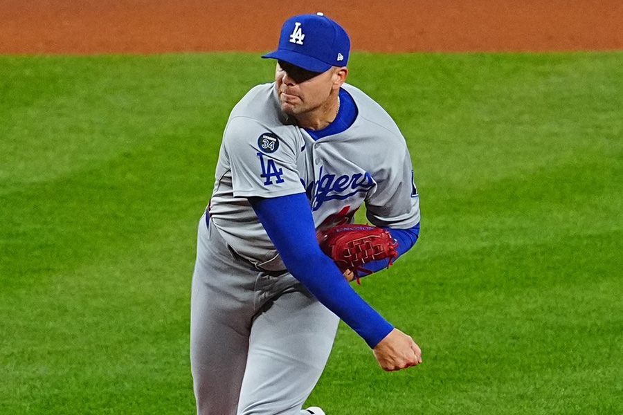 マリナーズ戦に登板したドジャースのブレイク・トライネン【写真：荒川祐史】