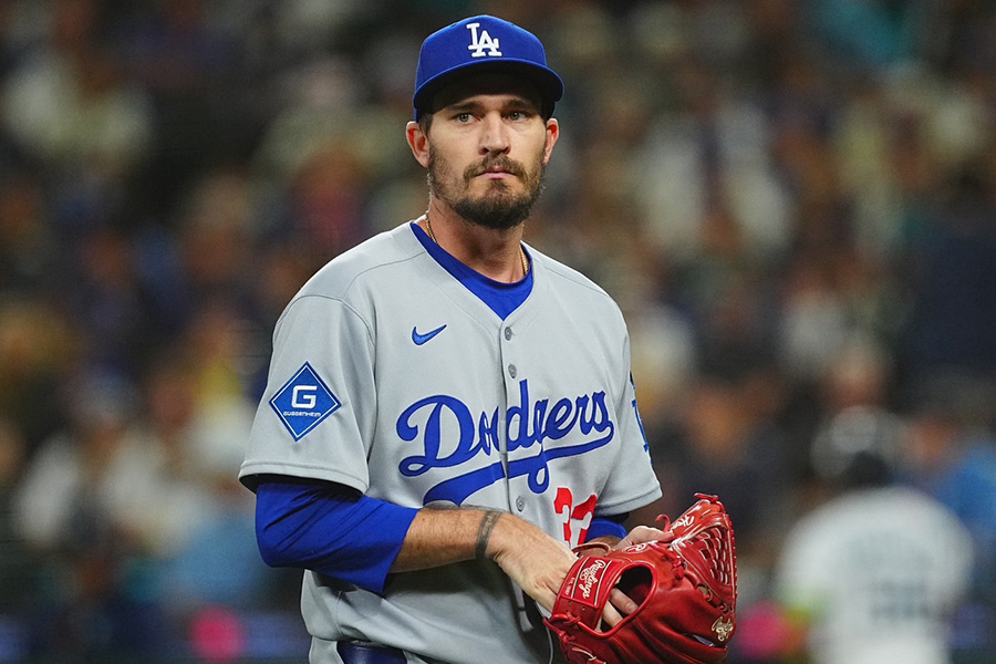 マリナーズ戦に登板したドジャースのアンドリュー・ヒーニー【写真：荒川祐史】