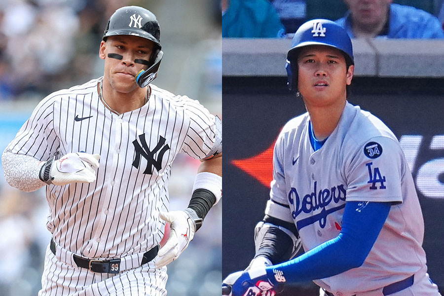 ヤンキースのアーロン・ジャッジ（左）とドジャース・大谷翔平【写真：ロイター、荒川祐史】