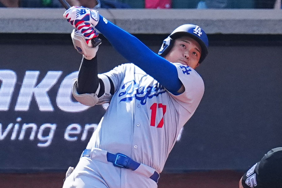 55号本塁打を放ったドジャース・大谷翔平【写真：荒川祐史】