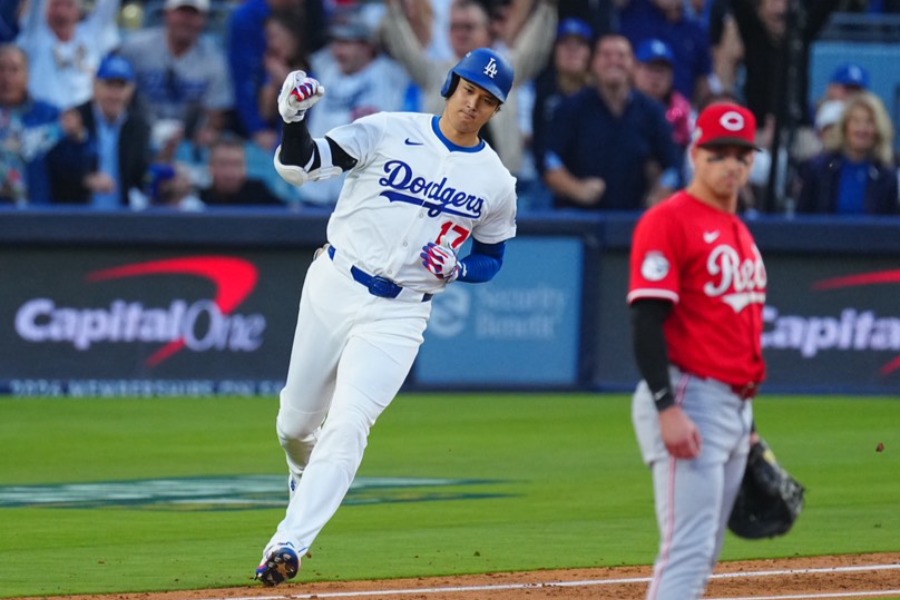 1日、レッズ戦で本塁打を放ったドジャース・大谷翔平【写真：荒川祐史】