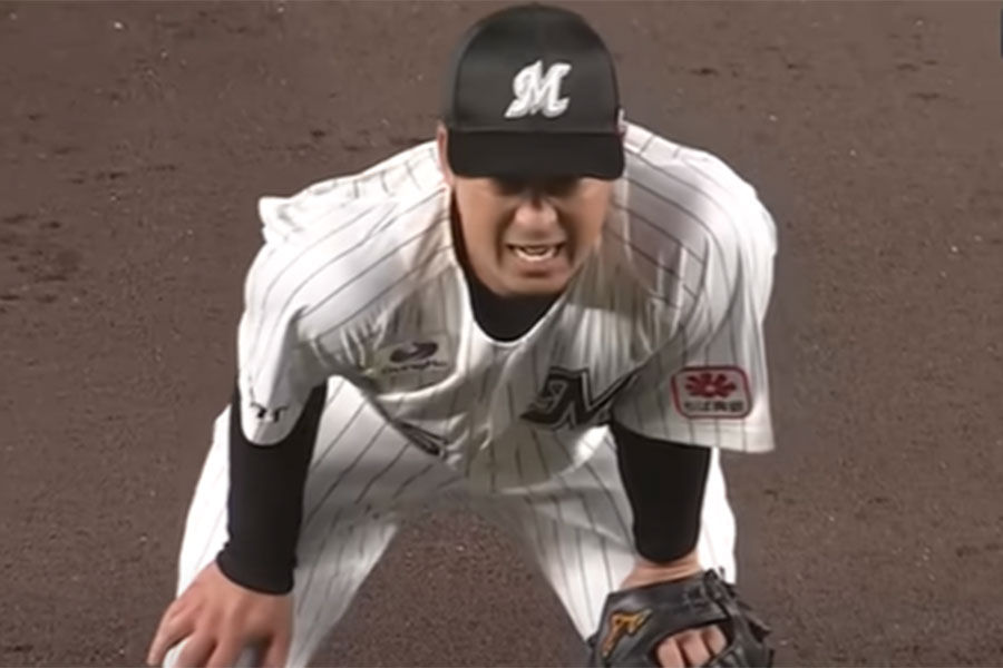 引退試合に登板したロッテ・美馬学【画像：パーソル パ・リーグTV】