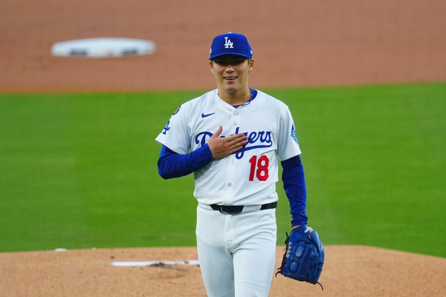 レッズ戦に先発したドジャース・山本由伸【写真：荒川祐史】