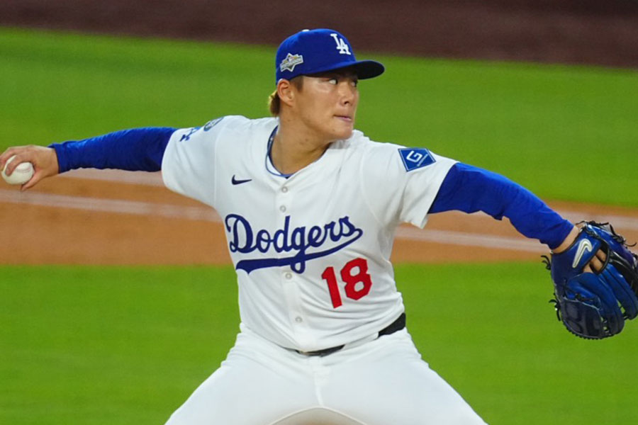 レッズ戦に登板したドジャース・山本由伸【写真：荒川祐史】