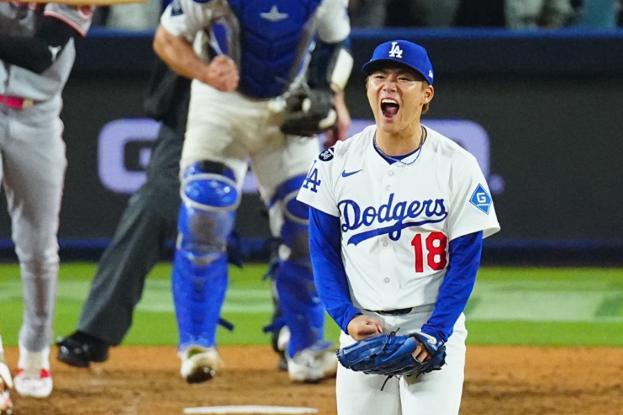 レッズ戦に先発したドジャース・山本由伸【写真：荒川祐史】