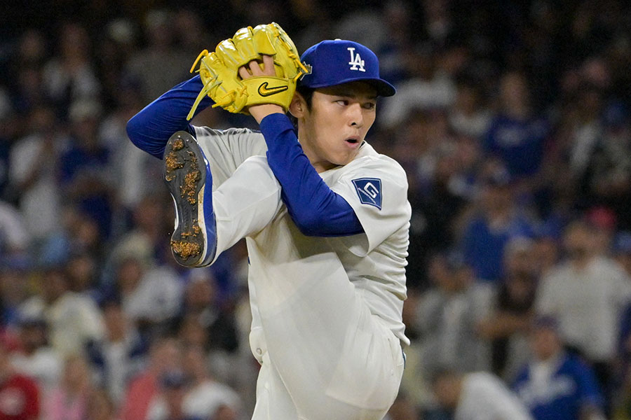 レッズ戦で力投したドジャース・佐々木朗希【写真：ロイター】