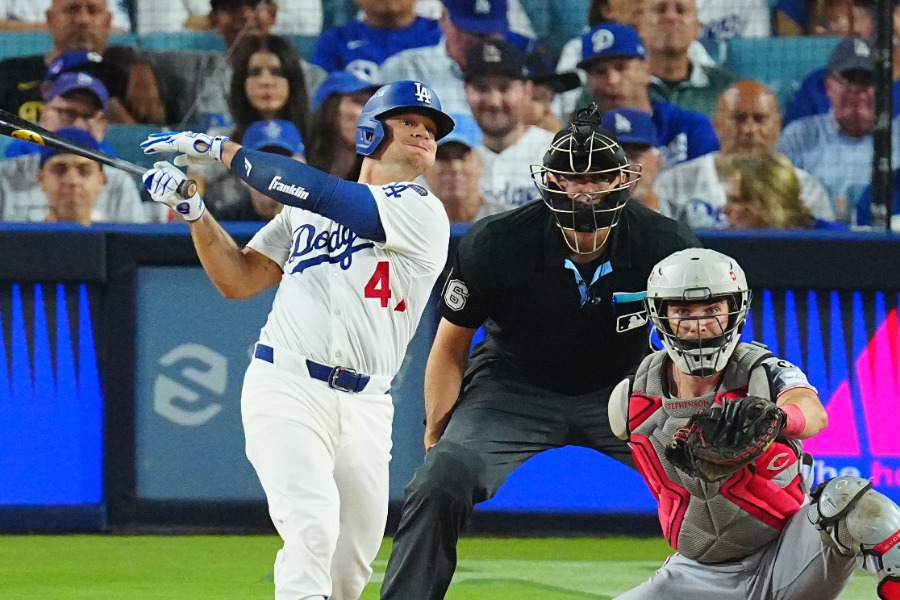 レッズ戦で2安打を放ったドジャースのベン・ロートベット【写真：荒川祐史】