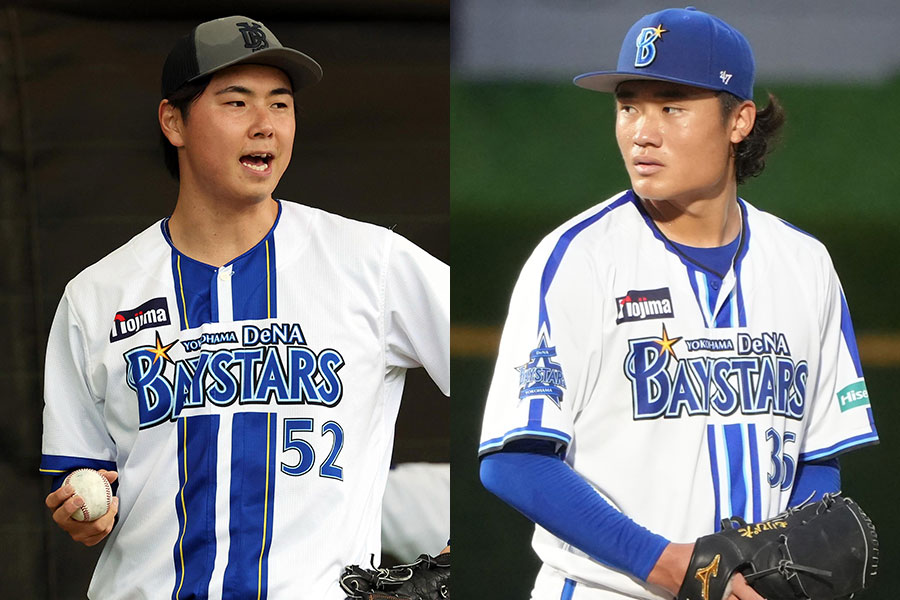 戦力外通告を受けたDeNA・浜地真澄（左）と森下瑠大【写真：栗木一考、町田利衣】
